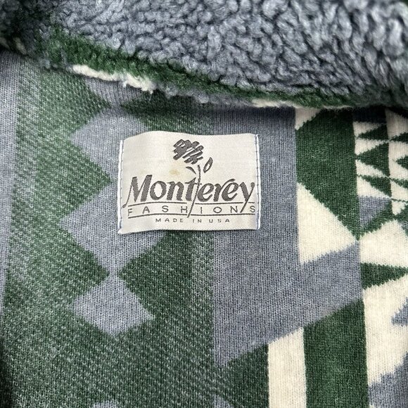 Vintage Monterey Aztec Fleece Jacket Women Size M Full Zip Collared Made In USA - Picture 3 of 7